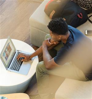 Student using laptop 